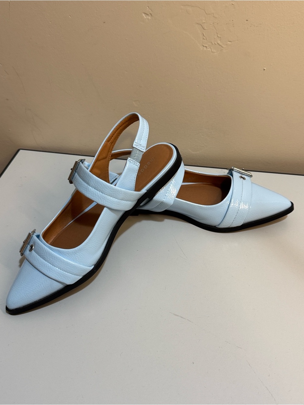 NEW✨ Madden Girl Light Blue Pointed Slingback Flats with Buckle Detail size 8 - Picture 3 of 9
